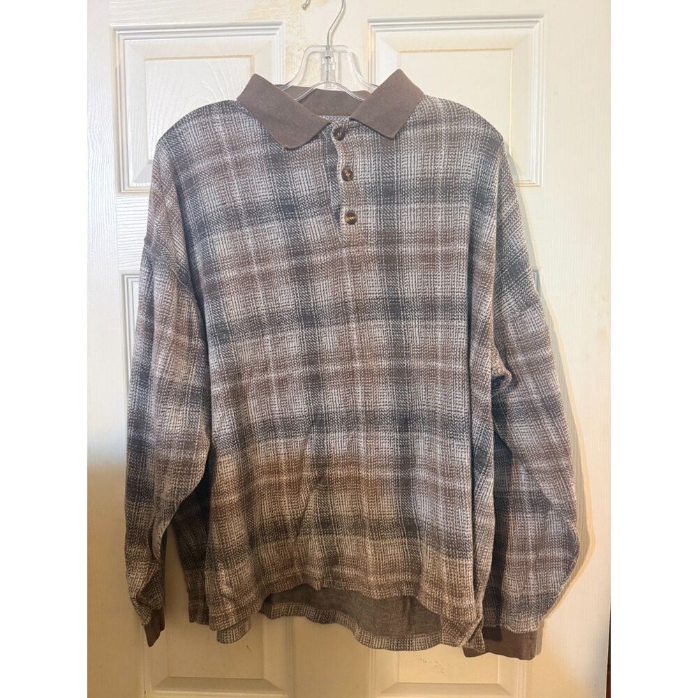 Vintage Caravan Long Sleeve Polo Sweater/Shirt Size Large